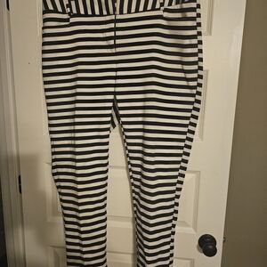Eloquii Black and White Striped Straight Leg Pants